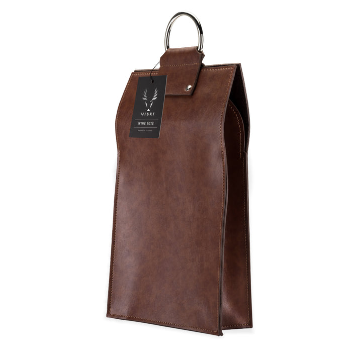 Faux Leather Double-Bottle Wine Tote