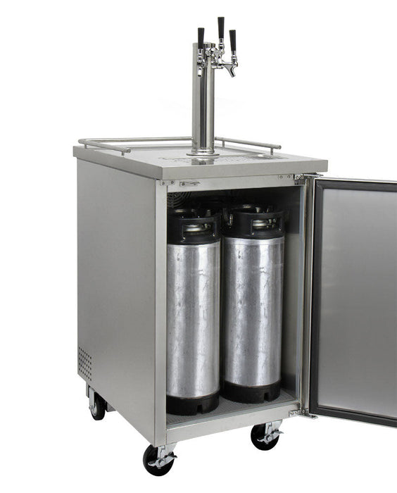 24" Wide Homebrew Triple Tap All Stainless Steel Commercial Kegerator with Kit