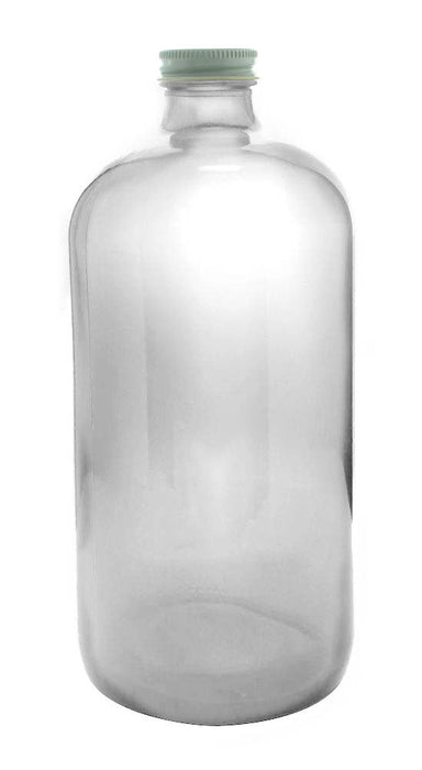 32 oz Clear Glass Boston Round Growler