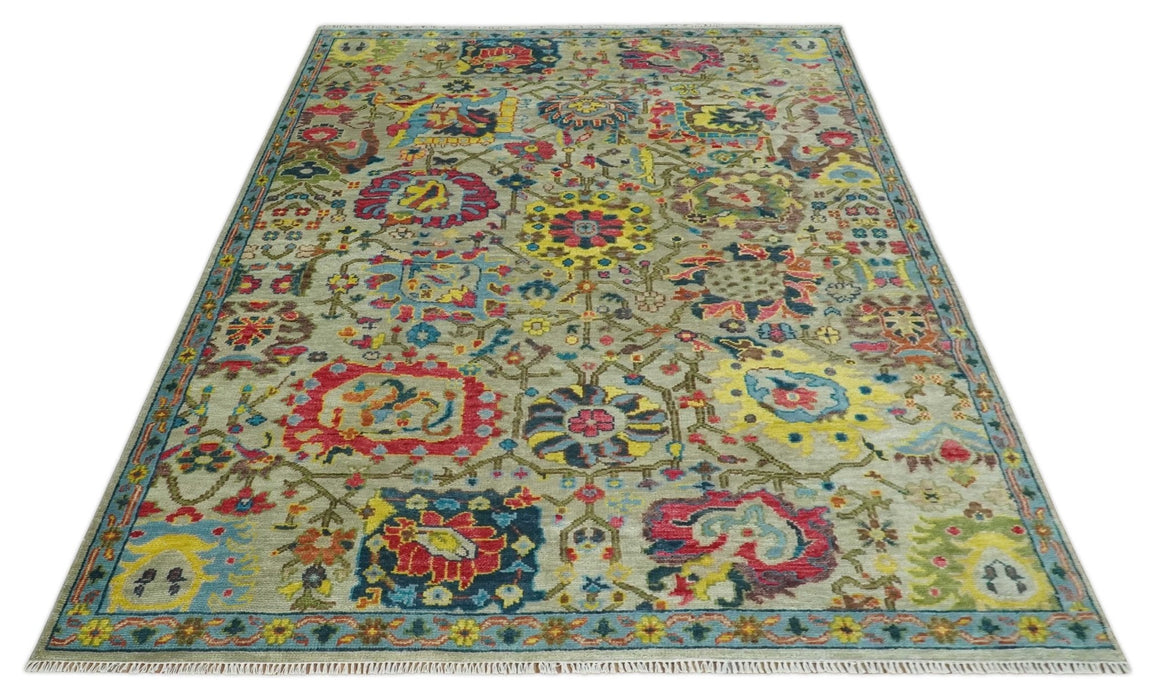 Colorful Oushak Traditional Hand knotted Custom Made wool Area Rug