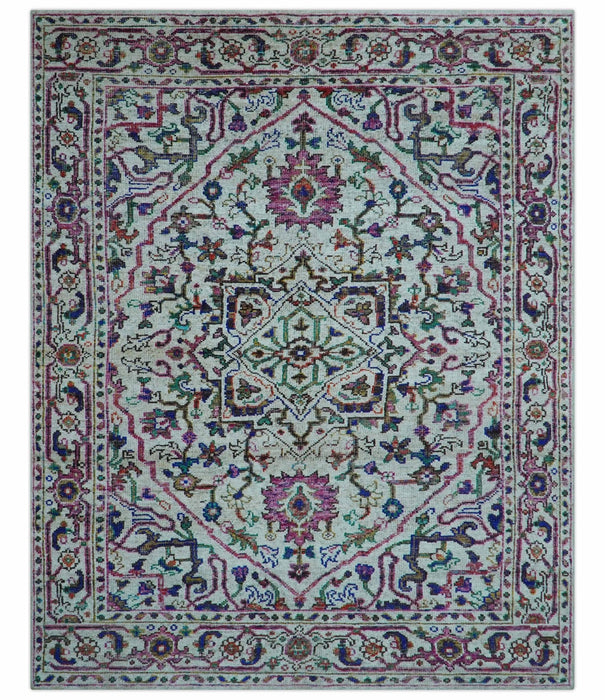 Colorful Traditional Serapi Design Ivory And Beige Hand Knotted 8x10 Wool Area Rug