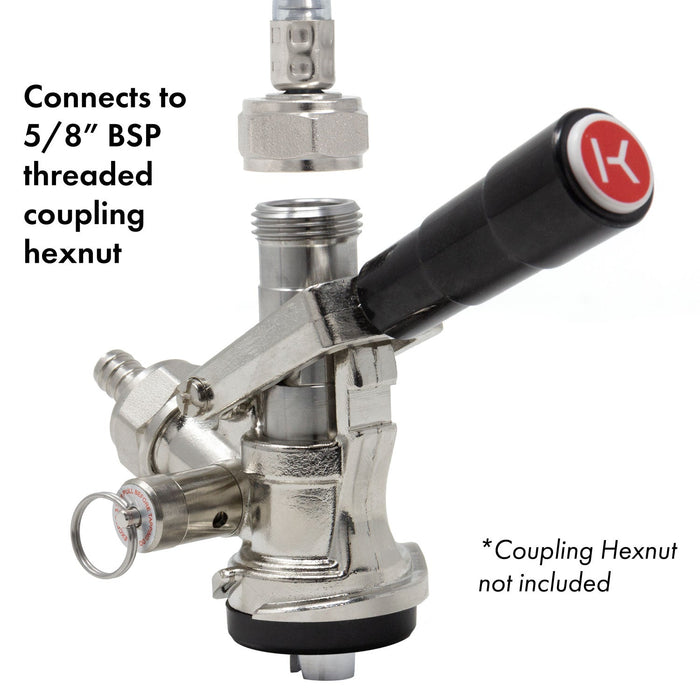 S System Keg Tap Coupler with Black Lever Handle