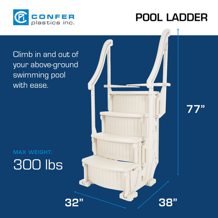 Confer Plastics 4 Step Above Ground Pool Ladder Stair Entry System, Warm Grey