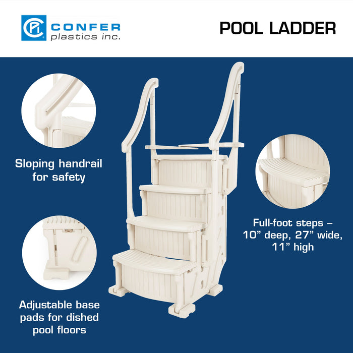 Confer Plastics 4 Step Above Ground Pool Ladder Stair Entry System, Warm Grey