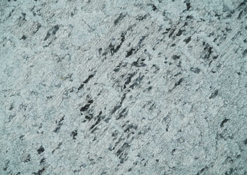 Contemporary 8x10 Silver and Charcoal Modern Abstract Handmade Wool Area Rug