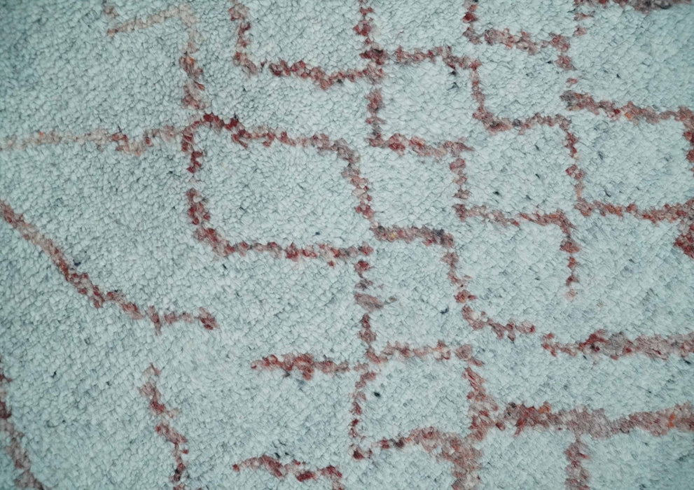 Contemporary 8x10 Silver and Pink Modern Abstract Handmade Wool Area Rug