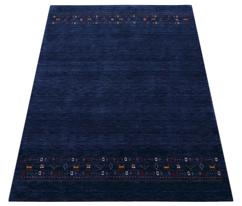 Contemporary Blue Design Hand Loomed Wool Area Rug