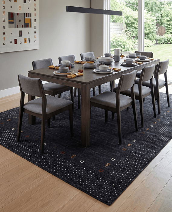 Contemporary Charcoal Gabbeh Border Hand Loomed Wool Area Rug