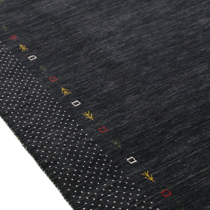 Contemporary Charcoal Gabbeh Border Hand Loomed Wool Area Rug