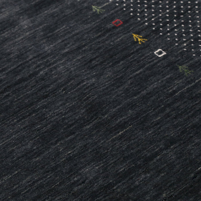 Contemporary Charcoal Gabbeh Border Hand Loomed Wool Area Rug
