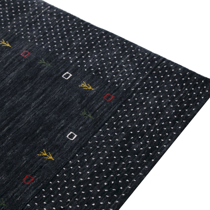 Contemporary Charcoal Gabbeh Border Hand Loomed Wool Area Rug
