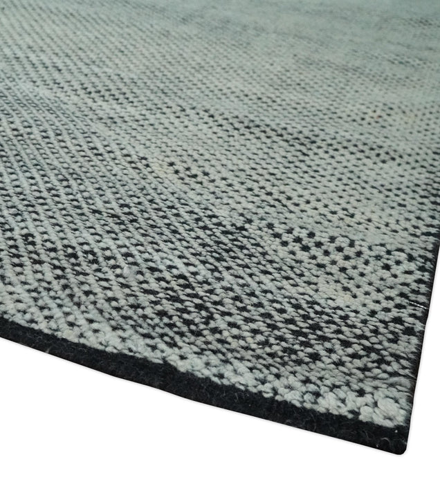 Contemporary Charcoal, Silver and Beige Design 9x12 Hand knotted wool Area Rug