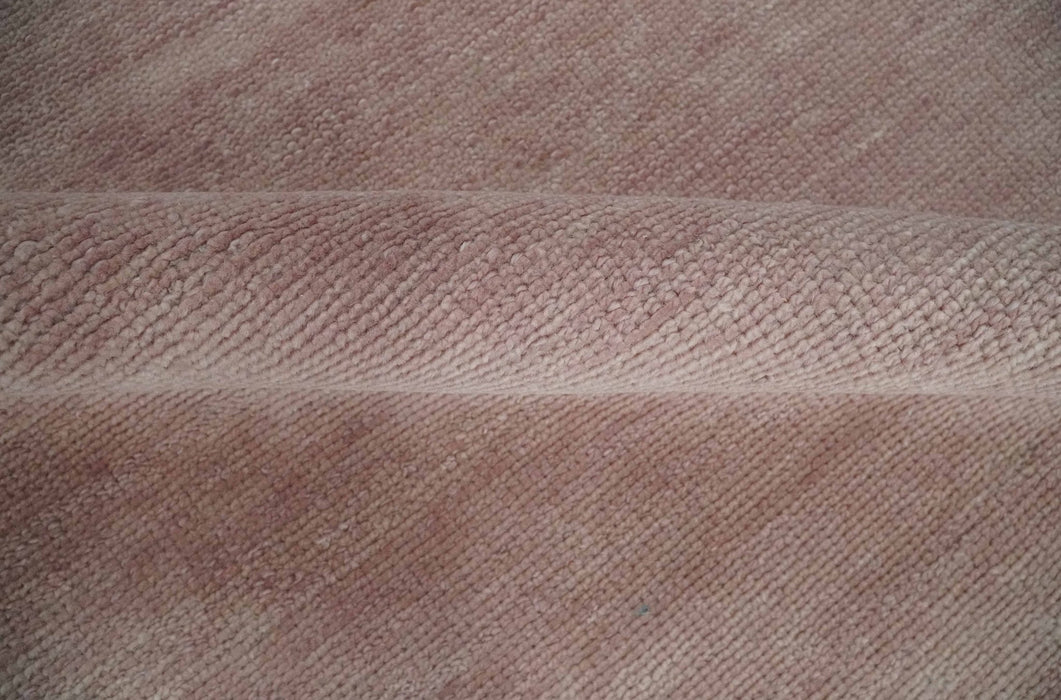 Contemporary Custom Made Modern Solid Peach Hand knotted Wool Area Rug