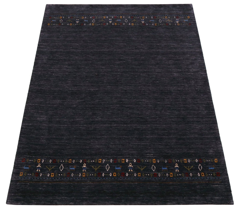 Contemporary Design Charcoal Hand Loomed Wool Area Rug