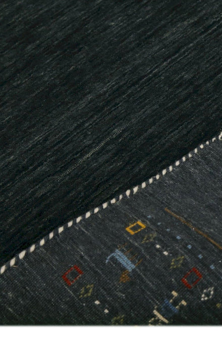 Contemporary Design Charcoal Hand Loomed Wool Area Rug