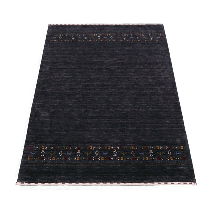 Contemporary Design Charcoal Hand Loomed Wool Area Rug