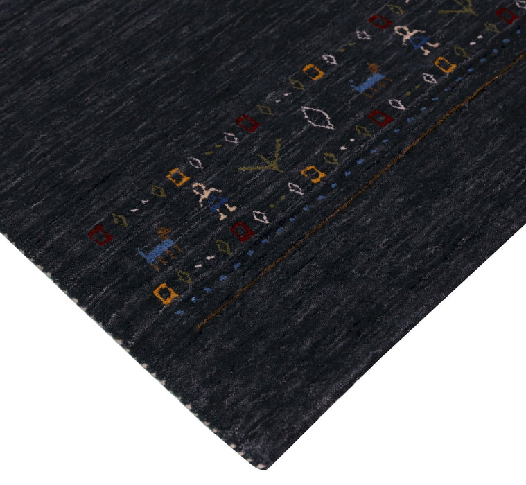 Contemporary Design Charcoal Hand Loomed Wool Area Rug