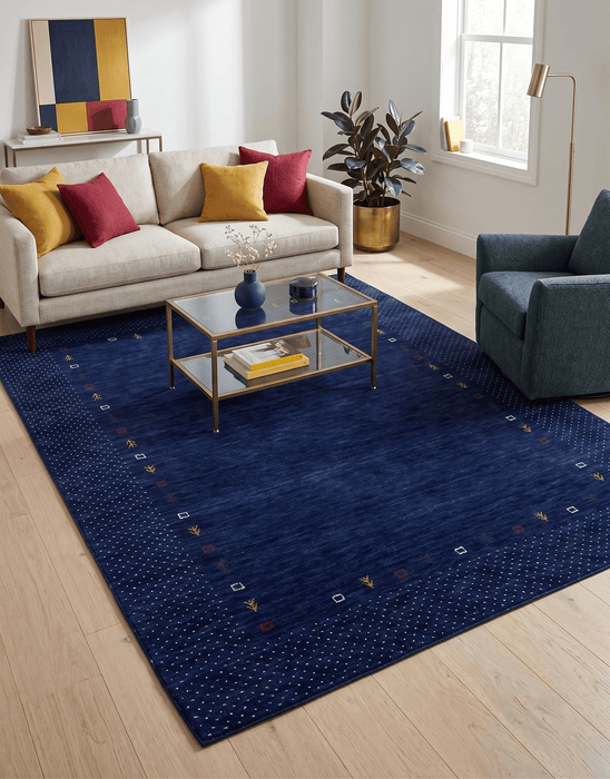 Contemporary Gabbeh Border Design Hand Loomed Wool Area Rug