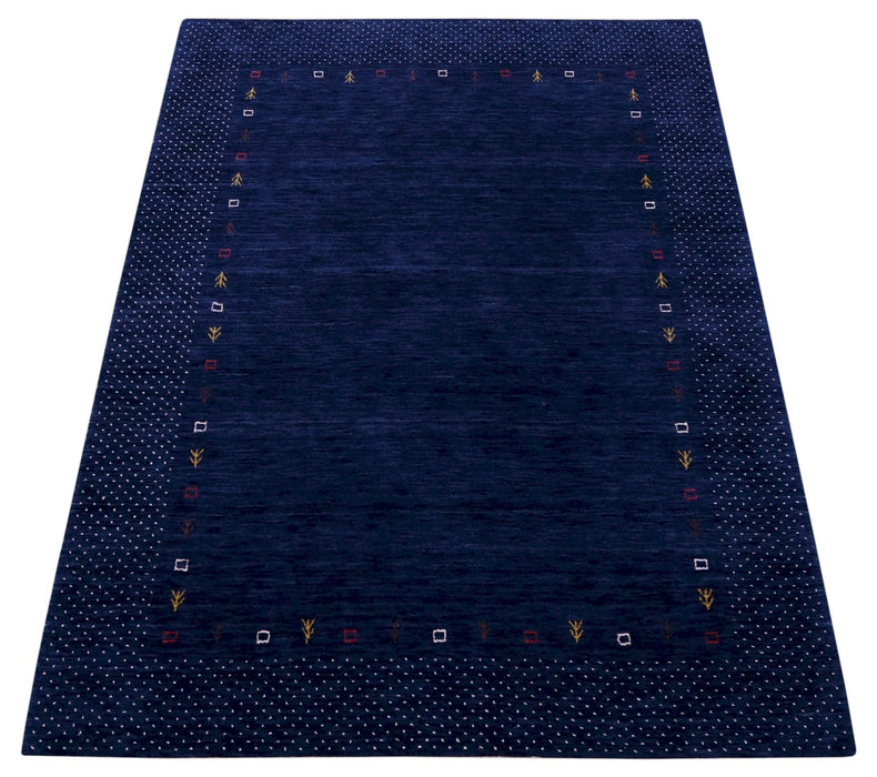 Contemporary Gabbeh Border Design Hand Loomed Wool Area Rug