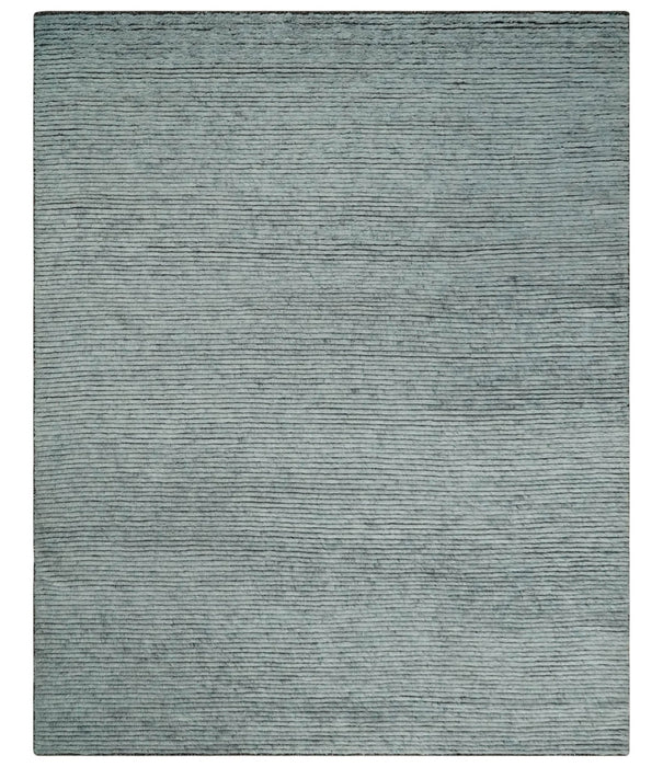 Contemporary look Gray Hand knotted loop Cut 8x10 wool Area Rug