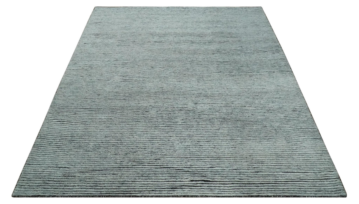 Contemporary look Gray Hand knotted loop Cut 8x10 wool Area Rug