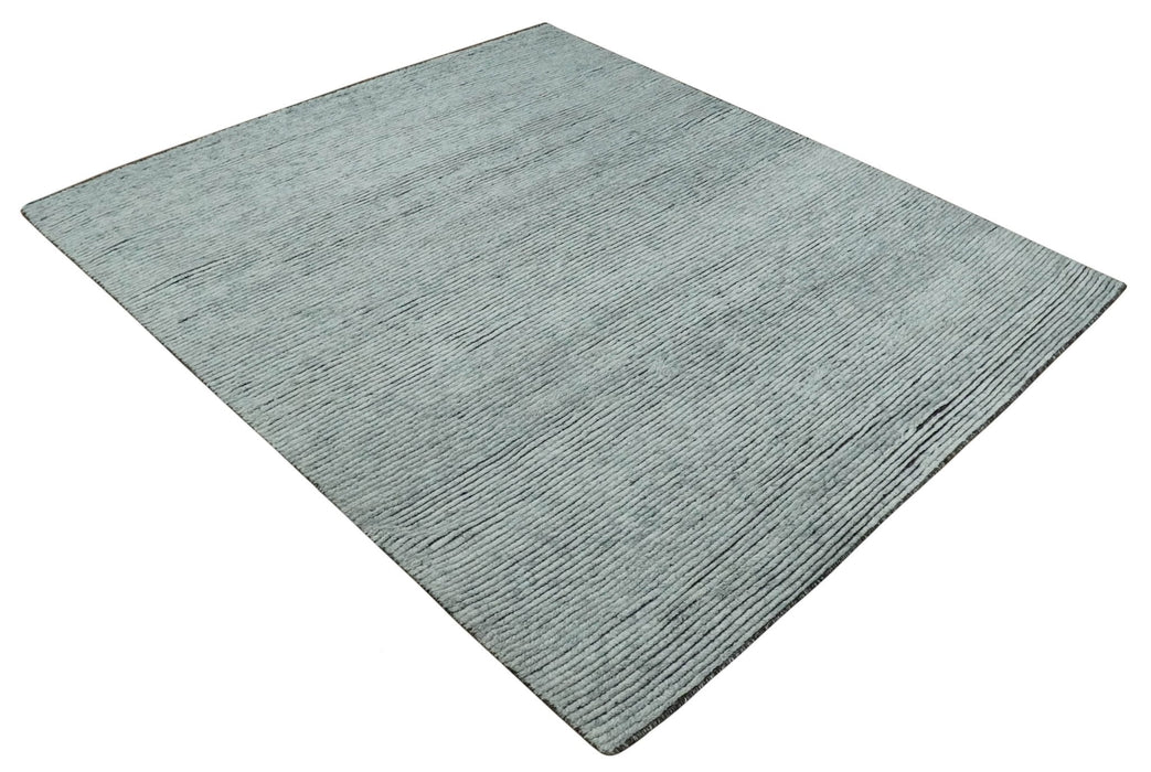 Contemporary look Gray Hand knotted loop Cut 8x10 wool Area Rug