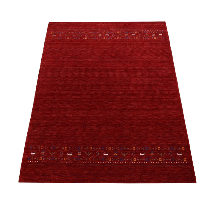 Contemporary Red Hand Loomed Wool Area Rug