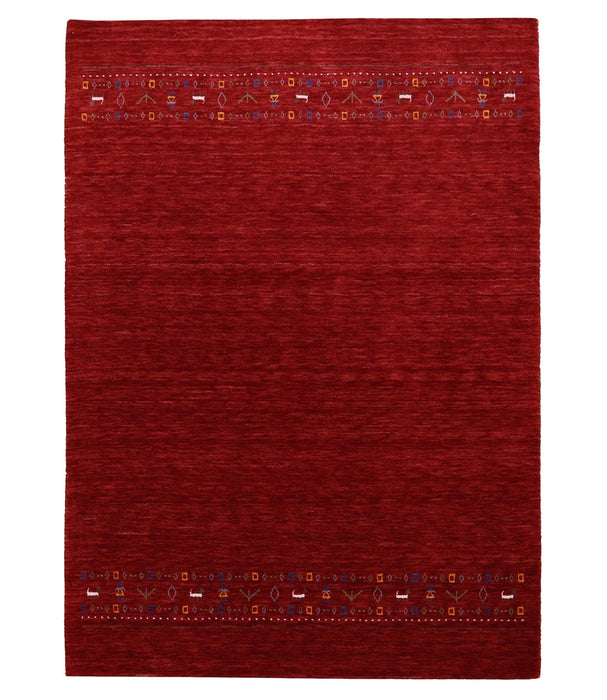 Contemporary Red Hand Loomed Wool Area Rug