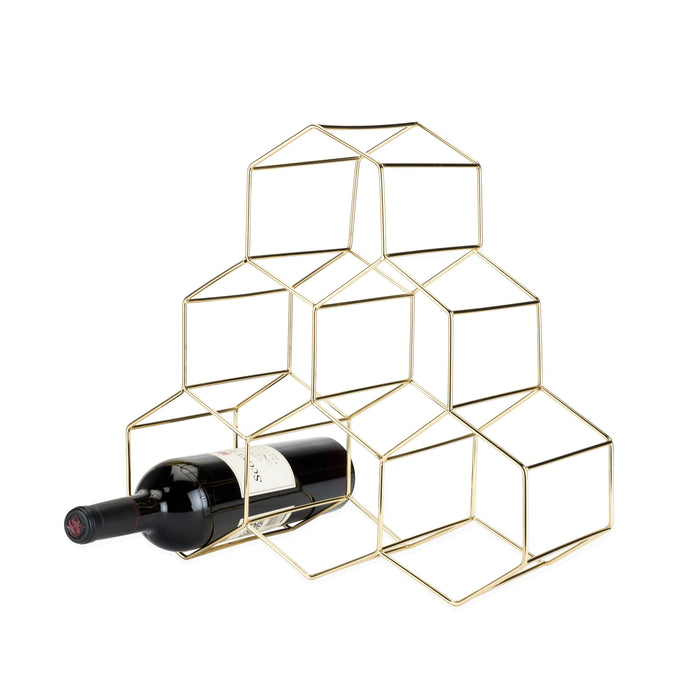 Geo Countertop Wine Rack in Gold