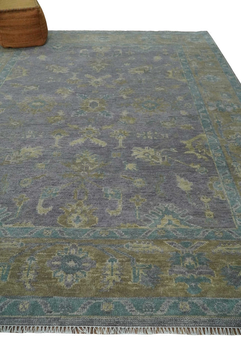 Custom Made Antique look Plum and Brown Hand Knotted Traditional Oushak Wool Area Rug
