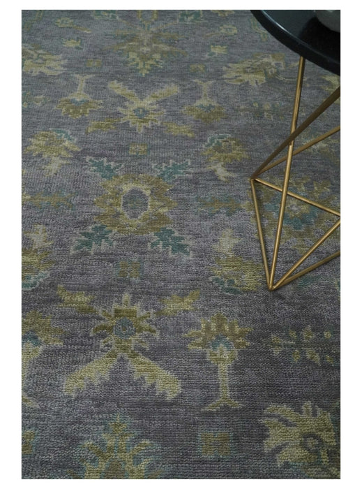Custom Made Antique look Plum and Brown Hand Knotted Traditional Oushak Wool Area Rug