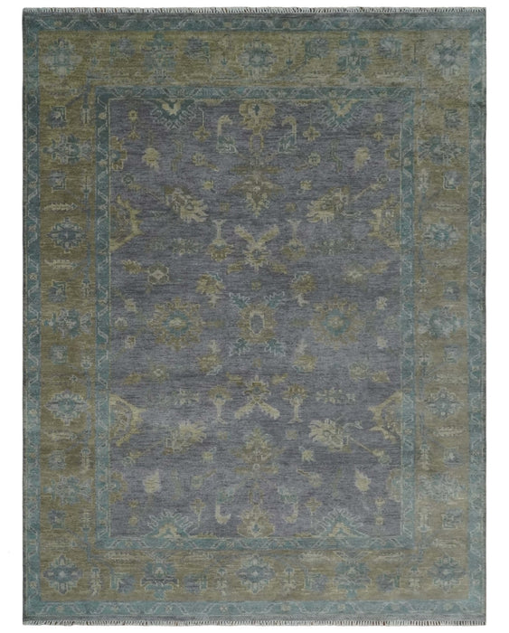 Custom Made Antique look Plum and Brown Hand Knotted Traditional Oushak Wool Area Rug