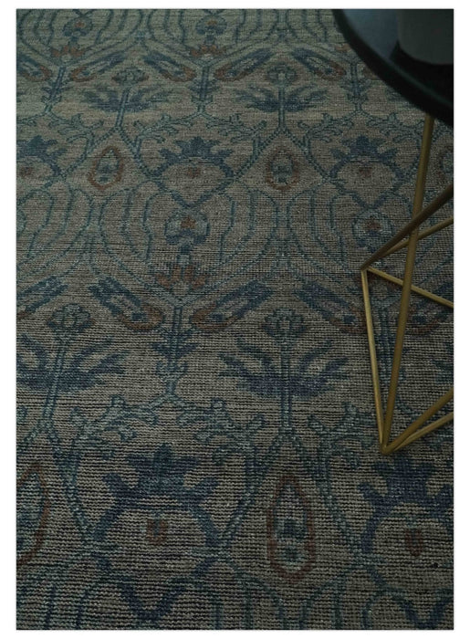 Custom Made Antique Style Gray, Taupe and Gray Traditional Design wool Rug