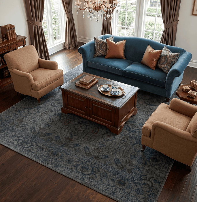 Custom Made Antique Style Gray, Taupe and Gray Traditional Design wool Rug