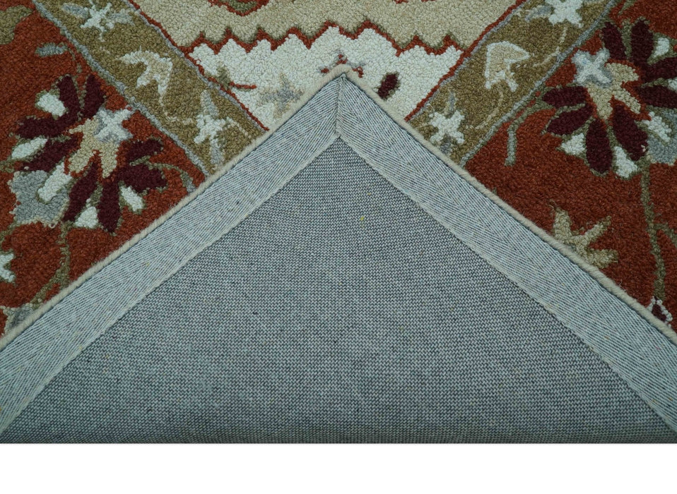 Custom Made Beige And Brown Traditional Oriental Design Hand Tufted Wool Area Rug
