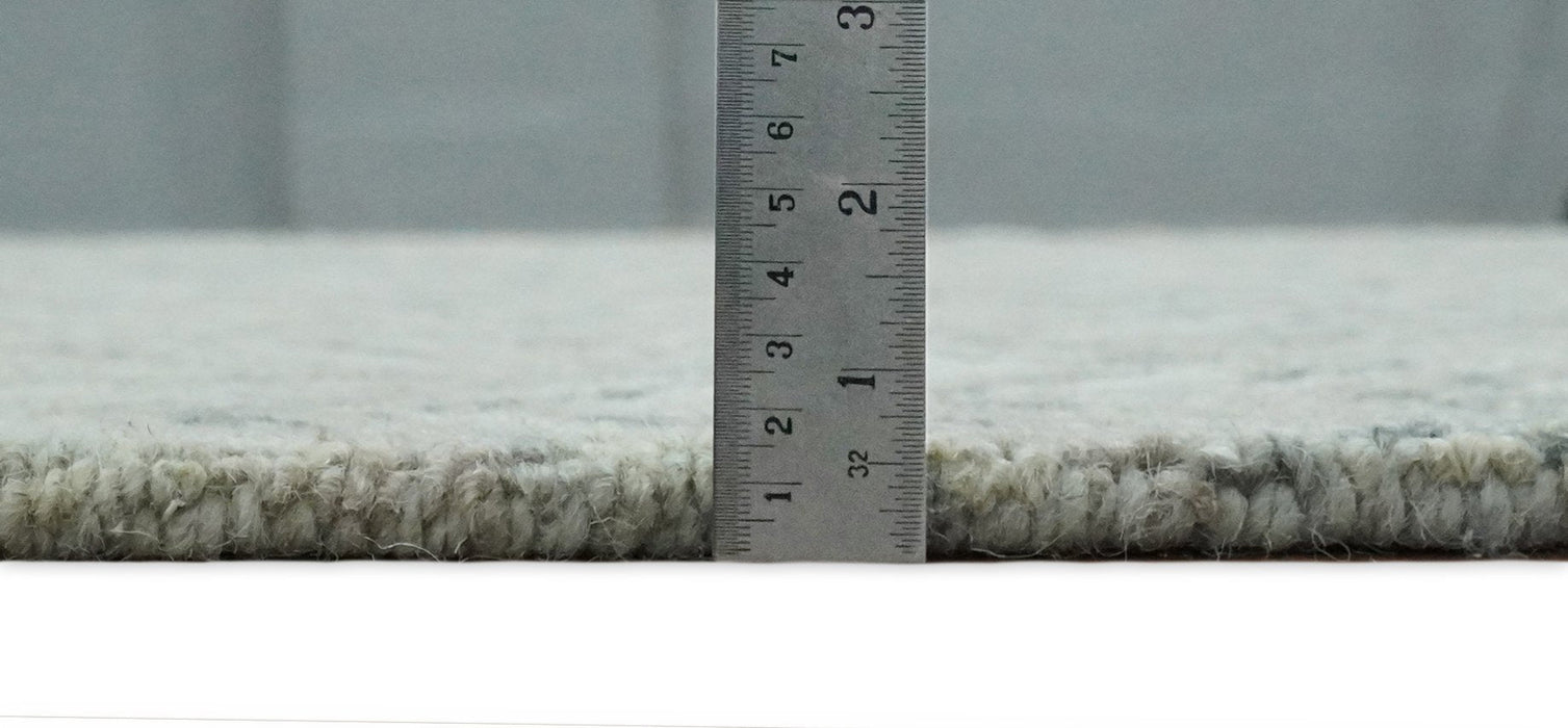 Custom Made Beige and Gray Leaf's Hand Tufted Modern Scandinavian Wool Loop Rug