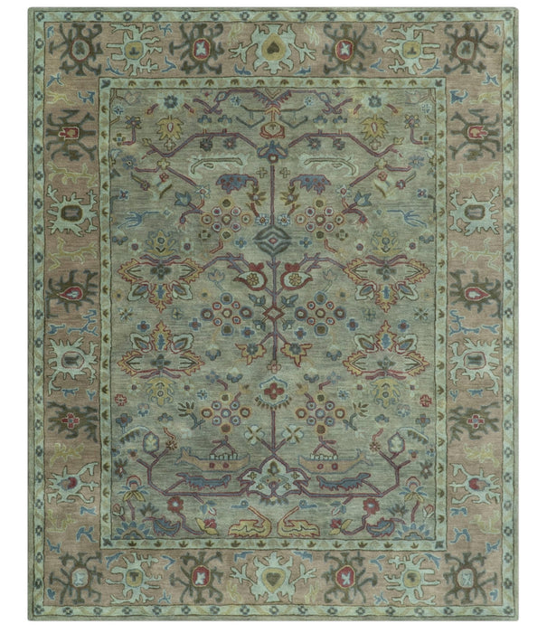 Custom Made Beige and peac Traditional Oushak Design Hand Tufted Wool Rug