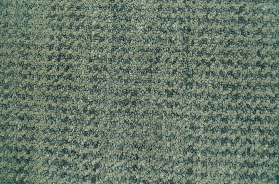 Custom Made Beige and Shades of Blue Stripes Design Contemporary wool area Rug