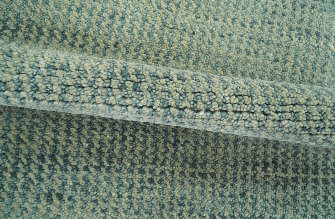 Custom Made Beige and Shades of Blue Stripes Design Contemporary wool area Rug