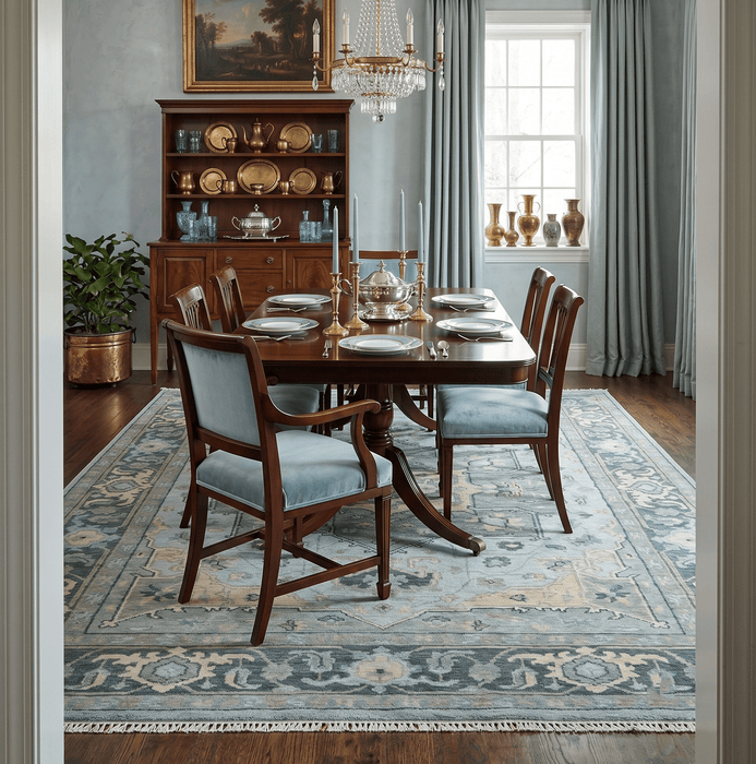 Custom made Beige, Gray and Charcoal Hand Knotted  Traditional Heriz Wool Rug