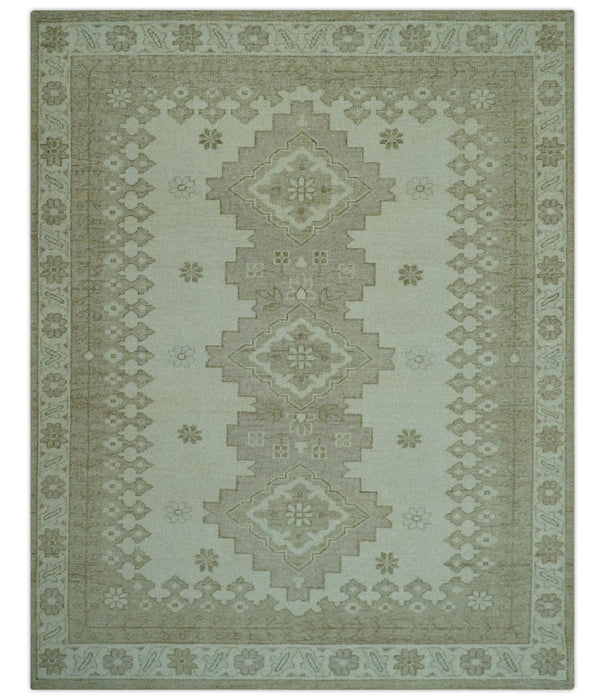 Custom Made Beige Traditional Turkish Design Hand knotted Wool Area Rug