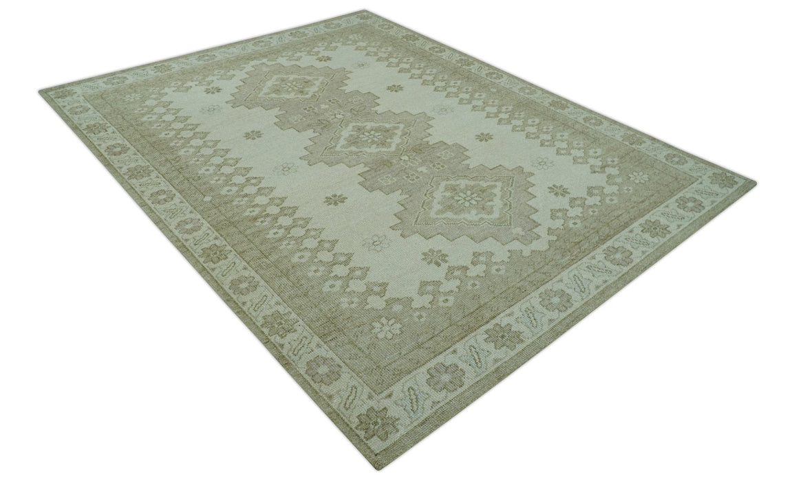 Custom Made Beige Traditional Turkish Design Hand knotted Wool Area Rug