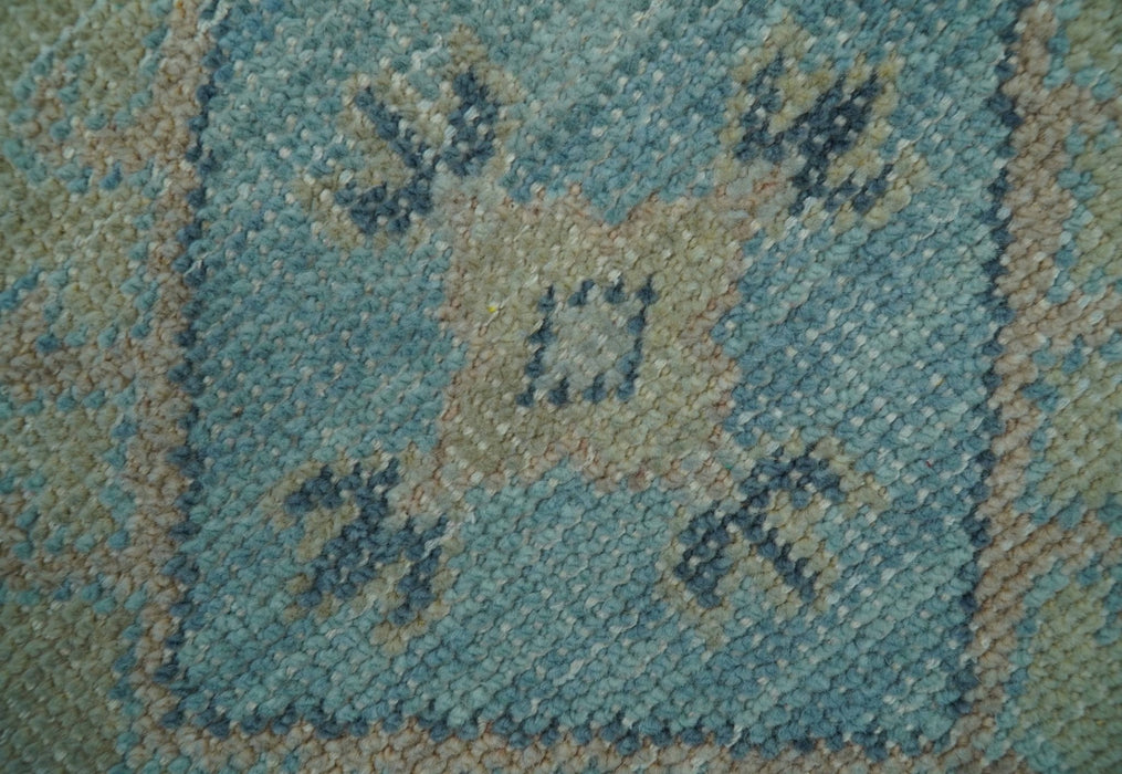 Custom Made Blue And Beige Turkish Design Hand knotted Wool Area Rug