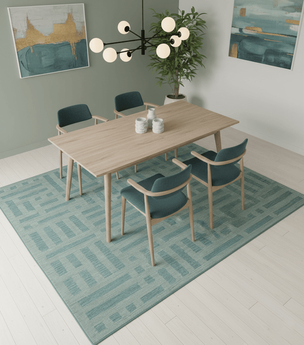 Custom Made Blue And Ivory Modern Abstract Pattern Hand Tufted Wool Area Rug