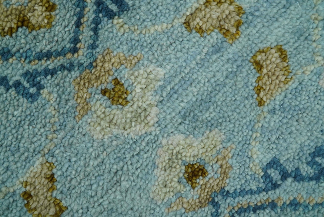 Custom Made Blue And Olive Traditional Oriental Design Hand knotted Wool Area Rug