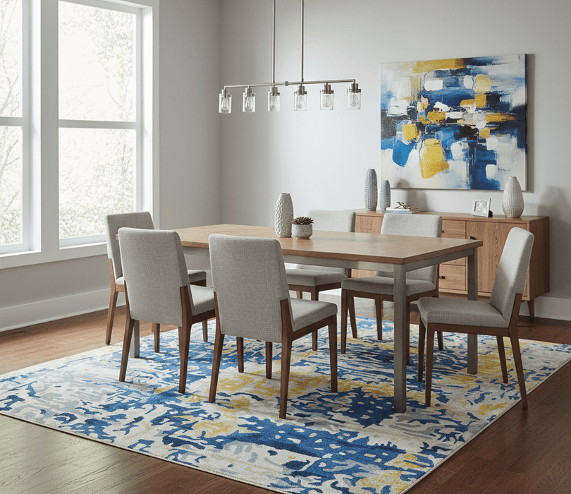 Custom Made Blue Modern Abstract Design Hand Tufted  Area Rug