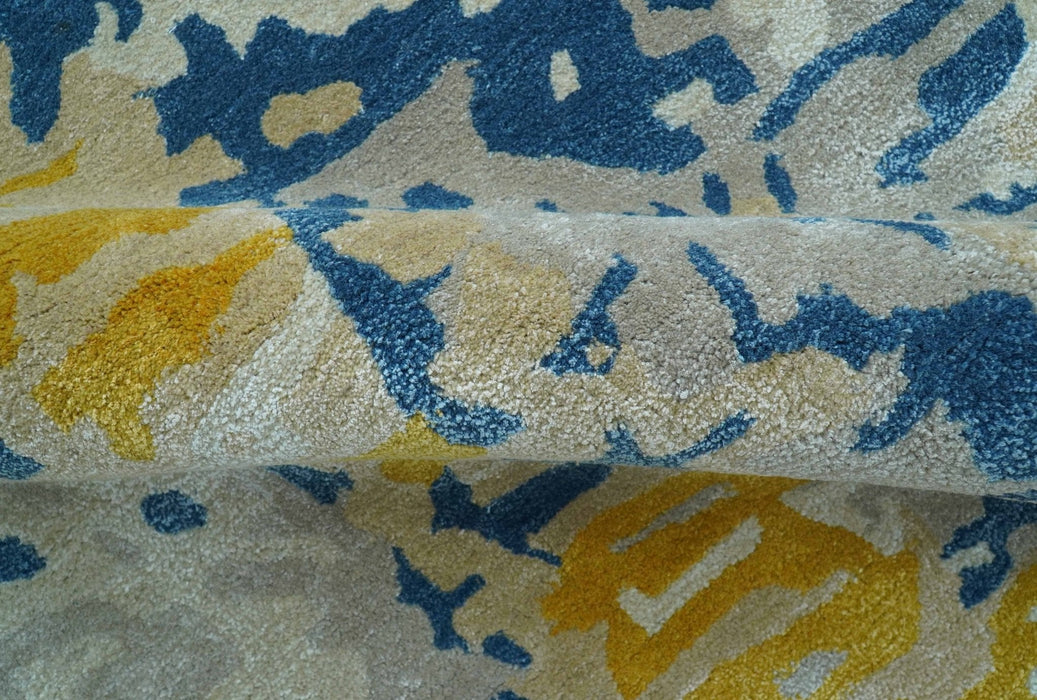 Custom Made Blue Modern Abstract Design Hand Tufted  Area Rug