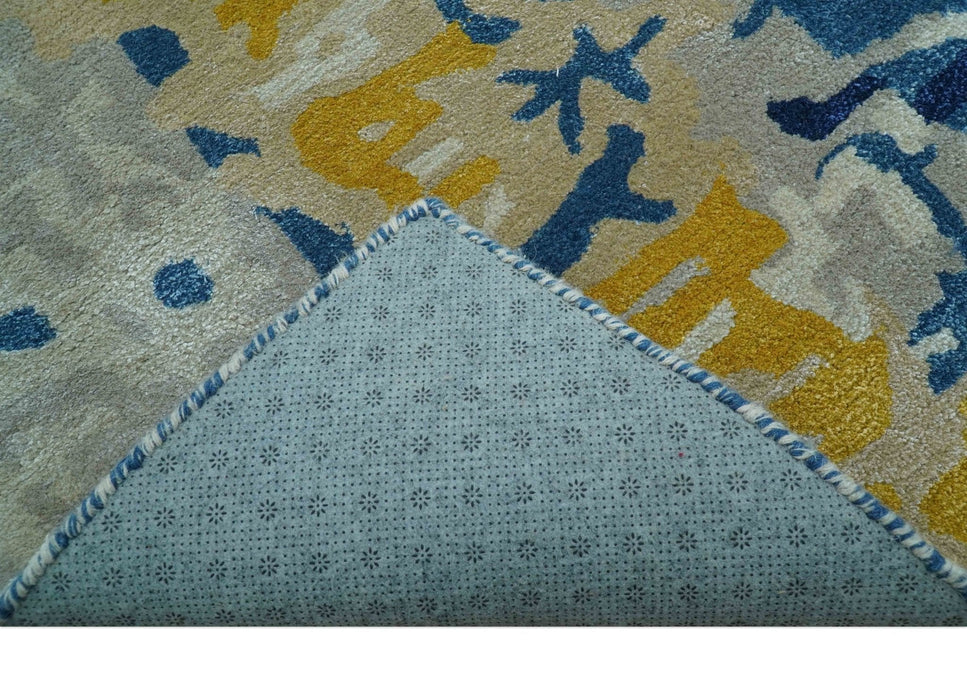 Custom Made Blue Modern Abstract Design Hand Tufted  Area Rug