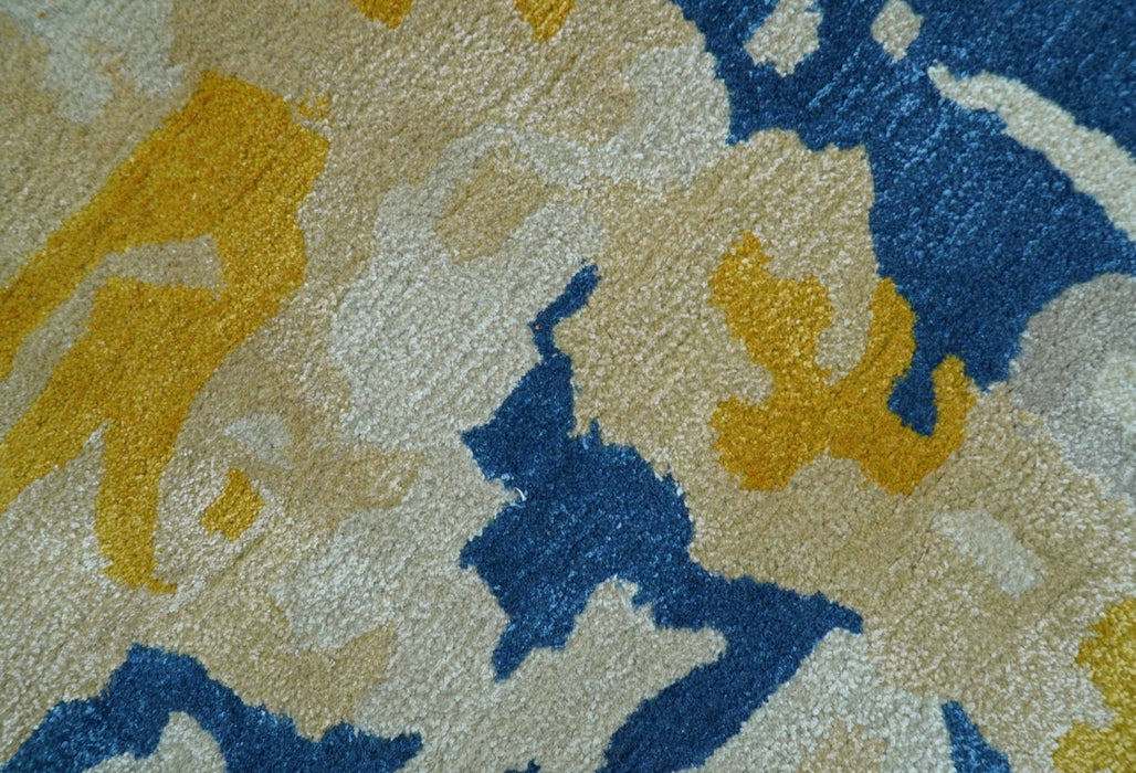 Custom Made Blue Modern Abstract Design Hand Tufted  Area Rug