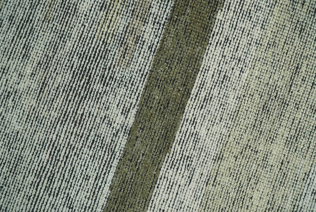 Custom Made Brown and Beige Contemporary Design Hand knotted Wool Area Rug